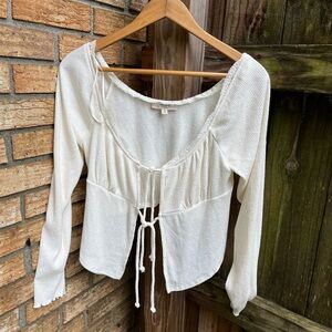 Atelier Sona Cream Tie-Front Blouse